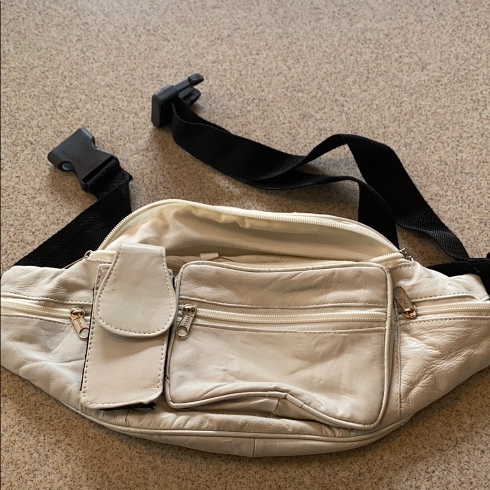 White Leather Polo Fanny Pack